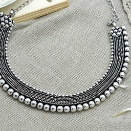 TEEJH Silver German Silver Silver-Plated Oxidised Necklace-picture-44