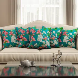 SEJ by Nisha Gupta Green Set of 5 16" x 16" Square Cushion Covers-picture-21