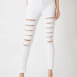 Miss Chase Women White Skinny Fit High-Rise Highly Distressed Stretchable Jeans-image-43