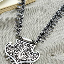 TEEJH German Silver-Plated Oxidised Necklace-picture-42