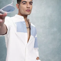 The Roadster Life Co. Colourblocked Relaxed Pure Cotton Shirt-image-68