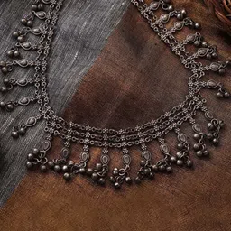 TEEJH Silver Silver-Plated Oxidised Necklace-picture-32