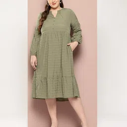 Sztori Plus Size Puff Sleeve Fit & Flare Midi Dress-picture-26