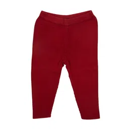 MeeMee Kids Maroon Self Design Ankle-Length Leggings image 1