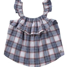 Gini and Jony Infants Girls Checked Sleeveless Ruffles Cotton Top-picture-33