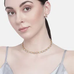 Estele Gold Plated Beautiful Necklace Set with Crystals-picture-20