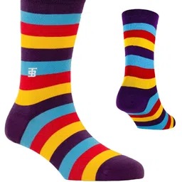 SockSoho Men Multicoloured Striped Above Ankle-Length Socks image 4