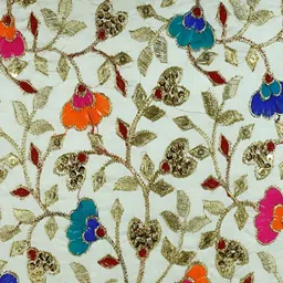 TANLOOMS White & Orange Set of 2 Embellished Square Cushion Covers image 2