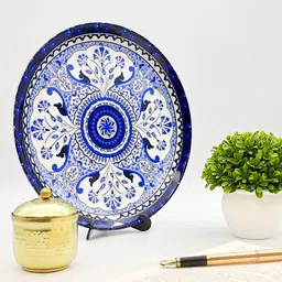 KOLOROBIA Blue & White Pristine Turkish  Decorative Wall Plate-picture-39