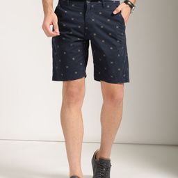 Harvard Men Navy Blue Printed Regular Fit Sustainable Chino Shorts-picture-0