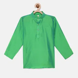 THANGAMAGAN Boys Green Solid Straight Kurta-image-18