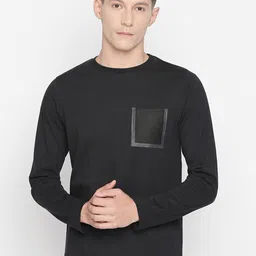 Basics Men Black Solid Round Neck T-shirt-image-36