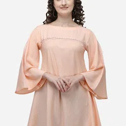 RAISIN Peach Viscose Rayon Boat Neck Bohemian Tunic-picture-15