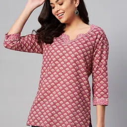 MIRAVAN Pink Print Cotton Longline Top-picture-14