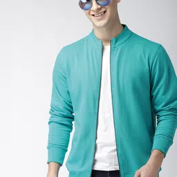 Mast & Harbour Men Sea Green Solid Sweatshirt-picture-34