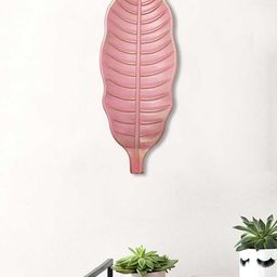 Art Street Pink & Gold-Toned Leaf Textured MDF Wall Decor Plate-picture-41