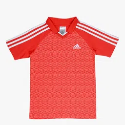 ADIDAS Boys Pure Cotton Printed Polo Collar GRA CO T T-shirt-picture-29