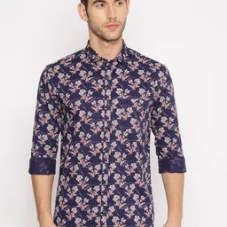 SHOWOFF Men Blue Slim Fit Floral Printed Cotton Casual Shirt-image-11