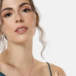 Estele Rose Gold-Plated Geometric CZ Pendant with Chain image 1