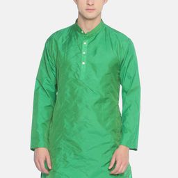 Sethukrishna Men Green Solid Straight Kurta-picture-2