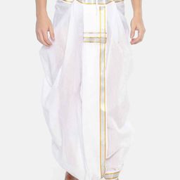 Sethukrishna Men White Solid Readymade Pocket Dhoti-picture-27