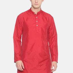 Sethukrishna Men Red Solid Straight Kurta-picture-3