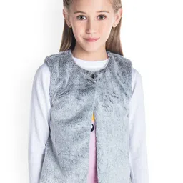 Cherry Crumble Girls Grey Solid Tailored Jacket-image-99