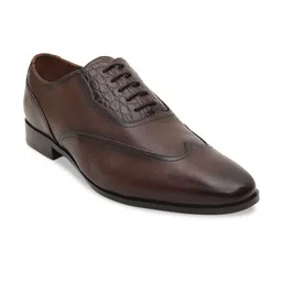 ROSSO BRUNELLO Men Coffee Brown Solid Leather Formal Oxfords image 1