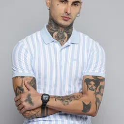 Levis Pure Cotton Striped Slim Fit Polo Collar T-shirt-picture-11