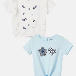 Juniors by Lifestyle Girls Pack of 2 Embroidered Cotton T-shirts-picture-15