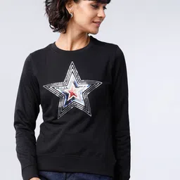 Tokyo Talkies Women Black Printed Sweatshirt-image-83