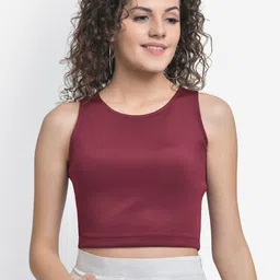 Martini Women Maroon Solid Crop Top image 1