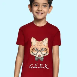 BRATMA Kids Maroon Printed T-shirt-picture-22