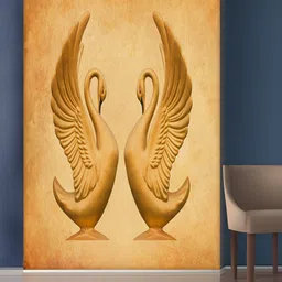 999Store Gold-Toned & White Beautiful Ducks Mural Wallpaper image 1