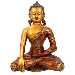 CraftVatika Brass Bhumisparsha Buddha Idol Showpiece Statue-picture-34