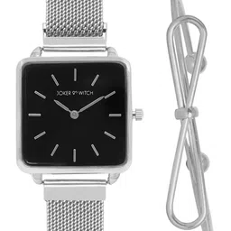 JOKER & WITCH Women Silver-Toned & Black Pearly Radiance Watch & Bracelet Gift Set JWBS347-picture-49