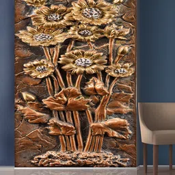 999Store Gold-Toned Flowers & Leaves Mural Self-Adhesive Wallpaper-picture-25