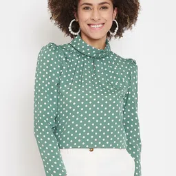 La Zoire Women Green Printed Top-image-86