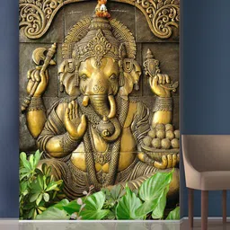 999Store Gold-Toned Lord Ganesha Mural Wall Stickers-picture-31