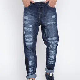 Kook N Keech Men Blue Slim Fit Mid-Rise Highly Distressed Jeans-picture-14