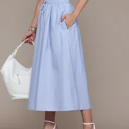 MANGO Mid-Rise Pure Cotton Flared Midi Skirt-picture-4