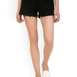 Kotty Women Black Self Design Lounge Shorts-image-16