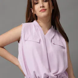 SHOWOFF Lavender Solid Crepe Top-picture-11
