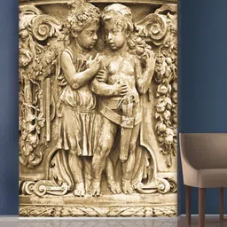 999Store White Self-Adhesive 3X5 Feet Leaves Girl and boy Mural Wallpaper-picture-26