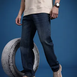 The Roadster Life Co. Men Vintage Wash Whiskers & Chevrons Jeans-image-0