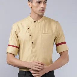 HIGHLANDER Men Khaki & Black Slim Fit Solid Casual Shirt-picture-39