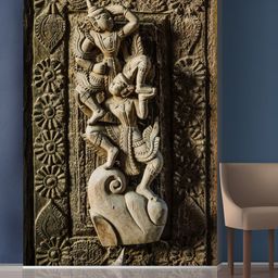 999Store Gold-Toned & Beige Flowers And Dancing Lady Mural Self-Adhesive Wallpaper-picture-48