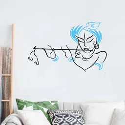 rawpockets Blue & Black Lord Krishna Wall Sticker-image-58