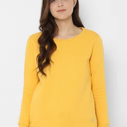Allen Solly Woman Yellow Solid Sweatshirt-picture-35