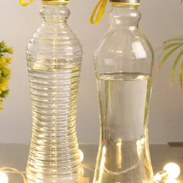 ceradeco Set Of 2 Transparent Plain & Spiral Glass Fridge Water Bottles-picture-40